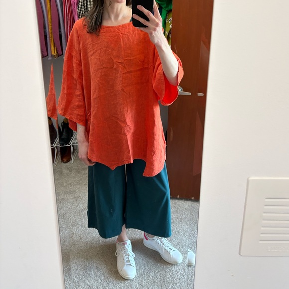 Made in Italy Orange Linen Tunic - Picture 6 of 6